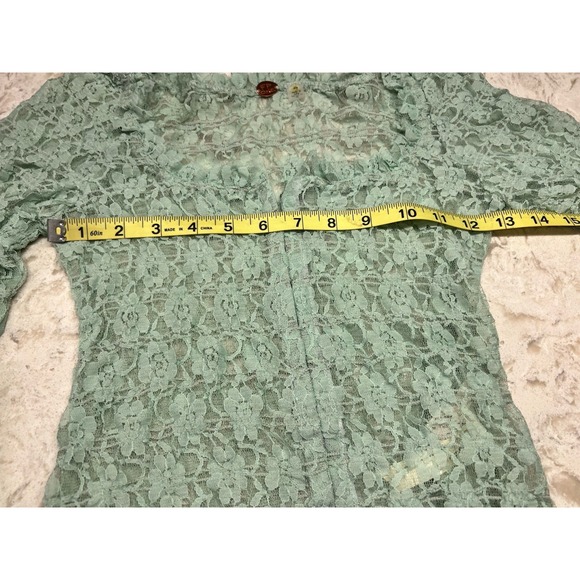 Free People FP One Madison Top  Lace Sheer Hook-Front Bell Sleeve S Coquette - Picture 10 of 11